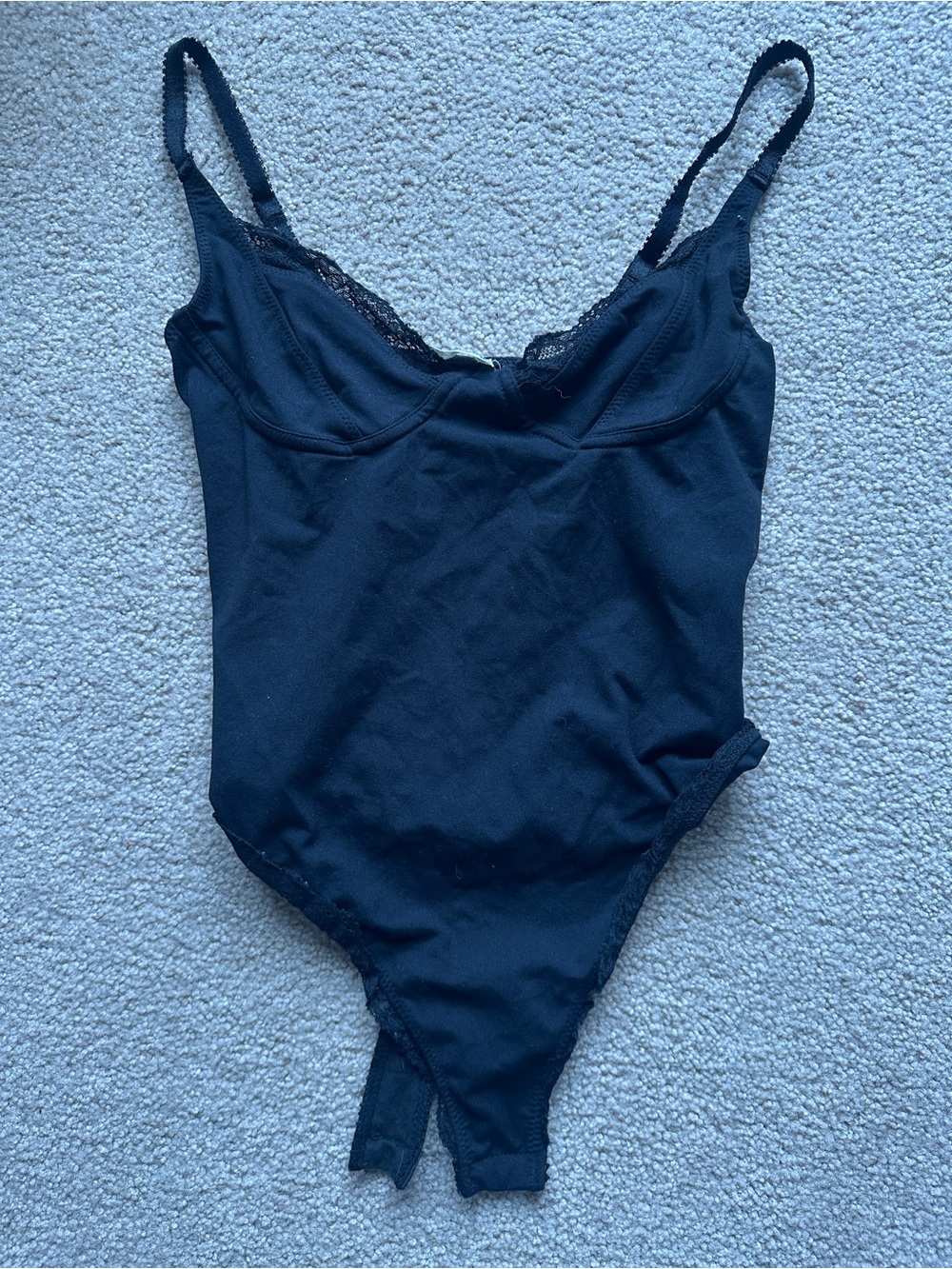 Black Lace-Trim Bodysuit